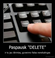 Paspausk "DELETE" - ir tu jau ištrintas, gyvenimo failas nereikalingas