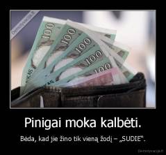 Pinigai moka kalbėti. - Bėda, kad jie žino tik vieną žodį – „SUDIE“.