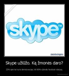 Skype užlūžo. Ką žmonės daro? - 20% apie tai kuria demotyvacijas, kiti 80%-užsirašo facebook statusą.