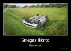 Sniegas iškrito - BMW parvirto