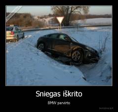 Sniegas iškrito - BMW parvirto