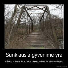 Sunkiausia gyvenime yra - Sužinoti kuriuos tiltus reikia pereiti, o kuriuos tiltus sudeginti.