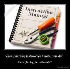 Visos prietaisų instrukcijos turėtų prasidėti  - fraze „Tai ką, jau sulaužei?“