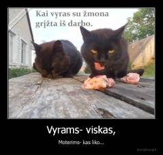 Vyrams- viskas, - Moterims- kas liko...