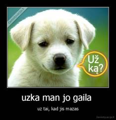 uzka man jo gaila  - uz tai, kad jis mazas