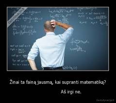 Žinai ta fainą jausmą, kai supranti matematiką? -                    Aš irgi ne.