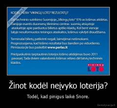 Žinot kodėl neįvyko loterija? - Todėl, kad pinigus laikė Snore.